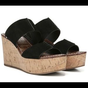 Sam Edelman Suede Platform Wedge Sandal - black size 5.5